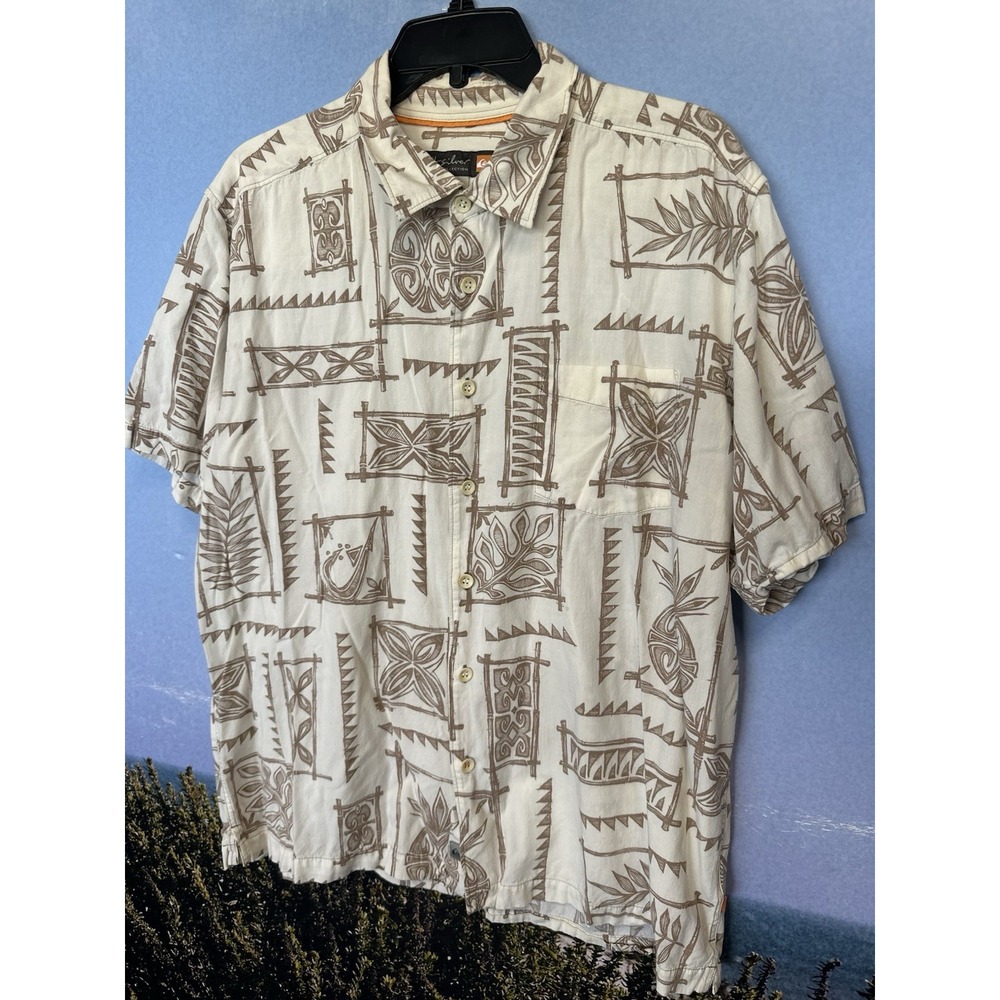 VINTAGE QUIKSILVER‎ HAWAIIAN SS ALOHA SHIRT MEN'S XLARGE PREOWNED